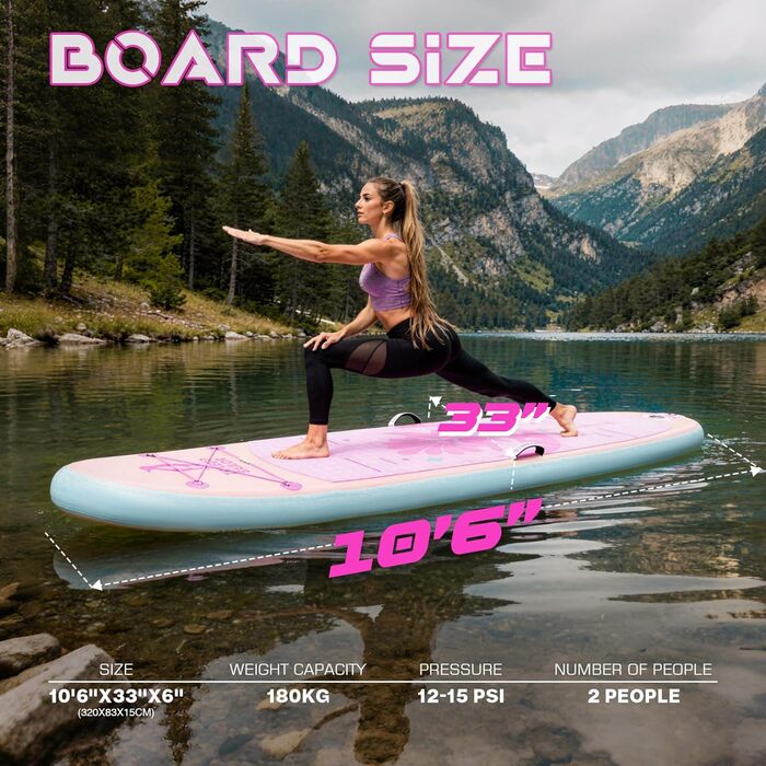 SUP дошка надувна Tuxedo Sailor 320 см, рожево-фіолетова, з аксесуарами для початківців та досвідчених райдерів