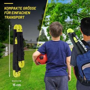 Складані футбольні ворота Dunlop для дітей, 2 шт, 50x44x44 см, чорні/жовті, для саду та кімнати, тренувальні аксесуари