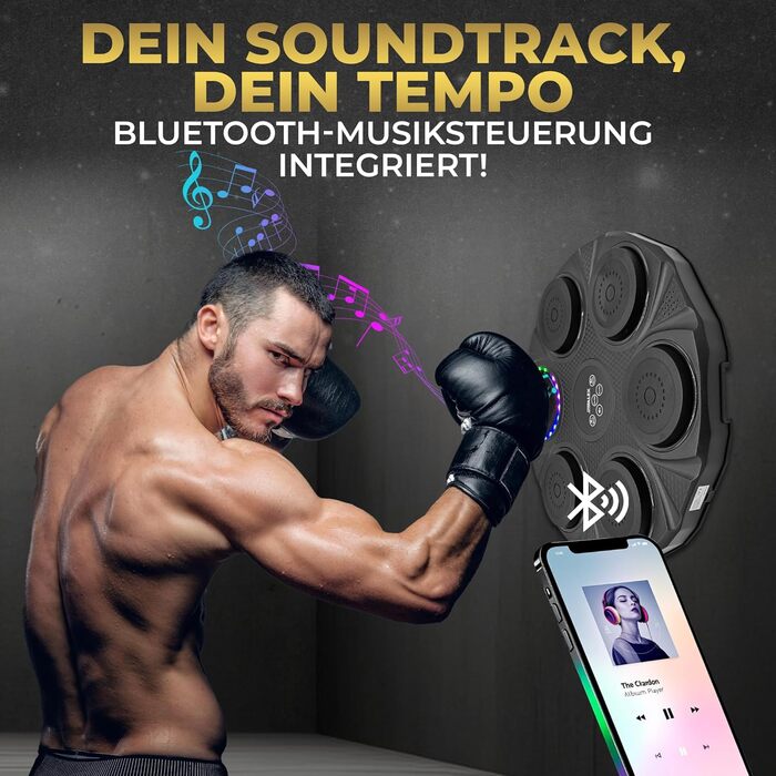 DerALEX Боксерський тренажер з музикою та LED-дисплеєм - електронний бокс для реакції, фітнесу та координації. Боксерський тренажер для дому та фітнес-клубу