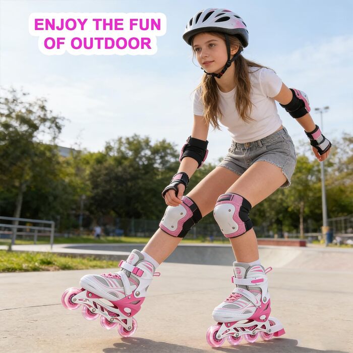 Дитячі ролики Ernan Verstebar - міцні ролики для дівчаток, хлопчиків та дітей різного віку. Розміри 4. Підходять для використання в приміщенні та на вулиці (рожевий, M)