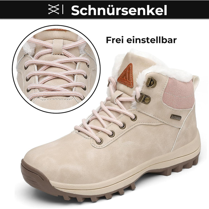 Зимові черевики Mishansha для чоловіків та жінок. Теплі, з підкладкою, зимові чоботи для активного відпочинку. Розміри 36-48 EU, колір слонова кістка