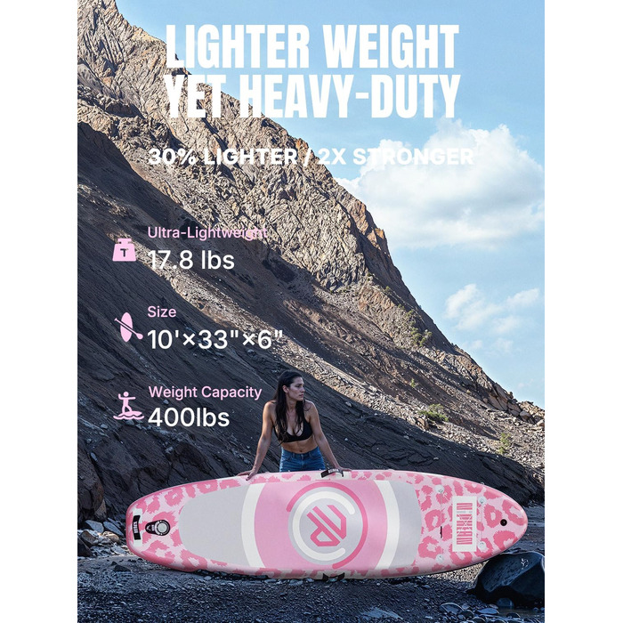 Надувний SUP дошка Niphean для сталінгу, 305 см, з крилами балансу та міцним аксесуаром, для дорослих, багатофункціональна дошка для йоги (Berry Rose Pink)