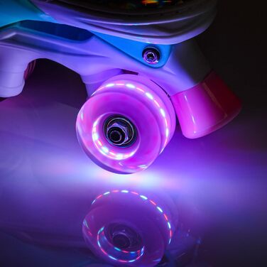 Дитячі ролики Kinder з LED підсвіткою та регульованим розміром – ретро ролики для підлітків – багатокольорові диско ролики Quad Skates - Roll ab! S 30-33 Lunar