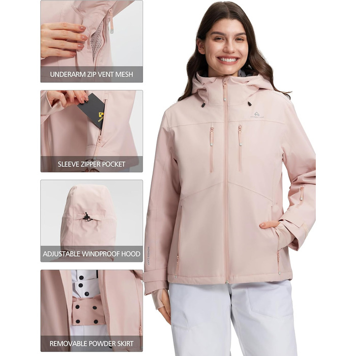 Жіноча зимова куртка Pioneer Camp для сноубордингу, походів та активного відпочинку. Тепла, вітро- та водовідштовхувальна, білий колір, розмір XXL (рожевий)