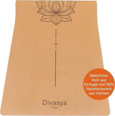 Йога мат Premium Kork: з натурального каучуку та корку | 100% натуральний та екологічний | 183 x 66 x 0,4 см | з чохлом для перенесення | неслизький | безпечний | без TPE | міцний та довговічний