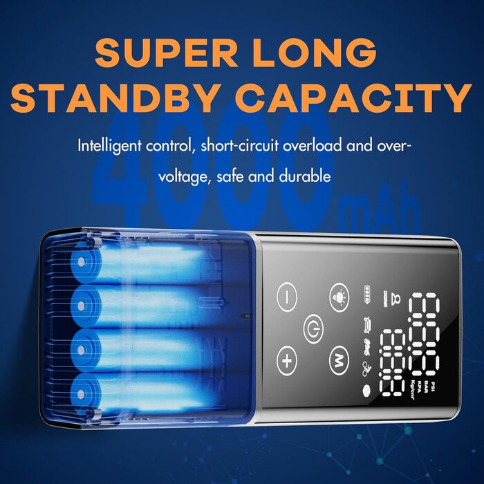 Портативний електричний насос HDeye GP2 4000mAh для авто та велосипедів, чорний
