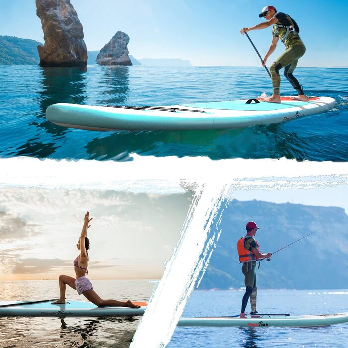 Надувна SUP-дошка Peakpath 15,2 см з аксесуарами: весло, рюкзак, плавник, ремінець, помпа, протиковзке покриття