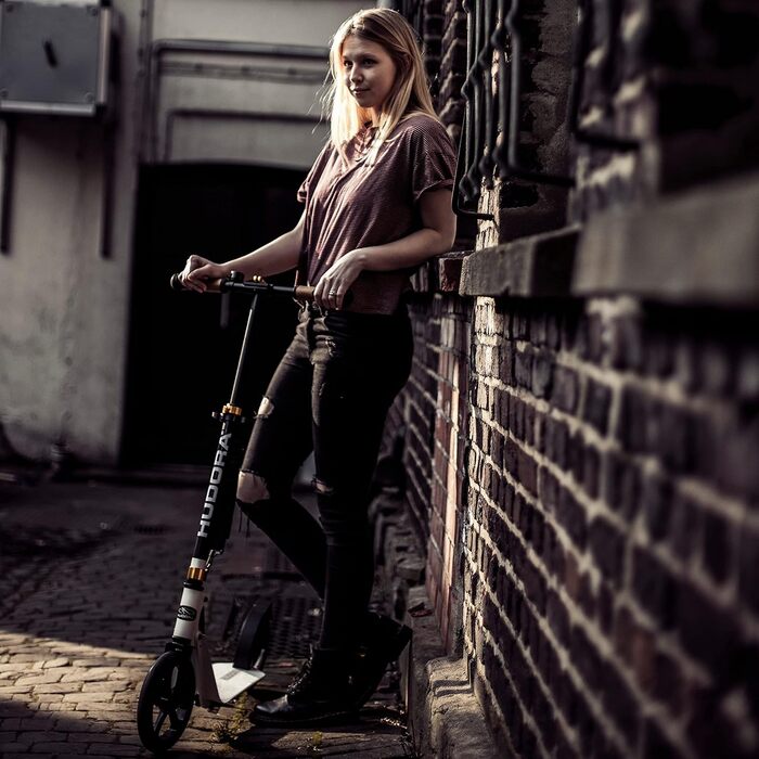 Самокат HUDORA BigWheel Style 230, алюмінієвий, складаний, великі колеса, для міста, для дорослих та підлітків, до 120 кг, білий