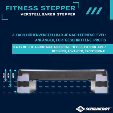 Аеробний степпер Schildkröt Fitness, 3-рівневе регулювання висоти, нековзка поверхня, гумові ніжки, навантаження до 150 кг, для дому