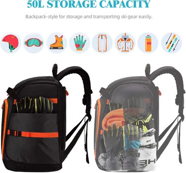 Чохол для лижних/сноубордистських черевиків та скейтборду TurnWay, чорний/помаранчевий, універсальний розмір