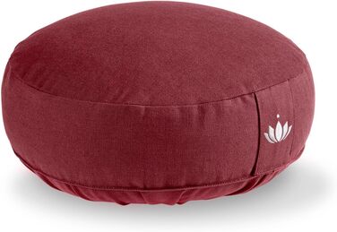 Медитаційне подушечка Lotuscrafts® з низькою посадкою 10 см, круглий, з дінковим наповнювачем, сертифікат GOTS (Бордовий)