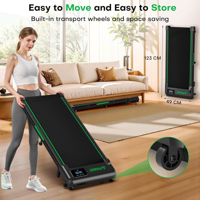 Walking Pad FOUSAE: біговий килимок для дому з нахилом 9% та 12 HIIT-програмами (до 150 кг)