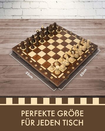 Шахова дошка Chessebook AMBASADOR 52x52 см – дерев'яний складаний комплект із фігурами, ручна робота, преміум-якість