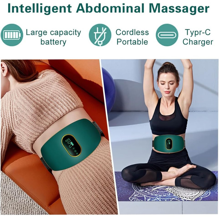 Електричний масажер для живота та схуднення, поясний слінг, вібраційний, для дому, офісу та подорожей (зелений)