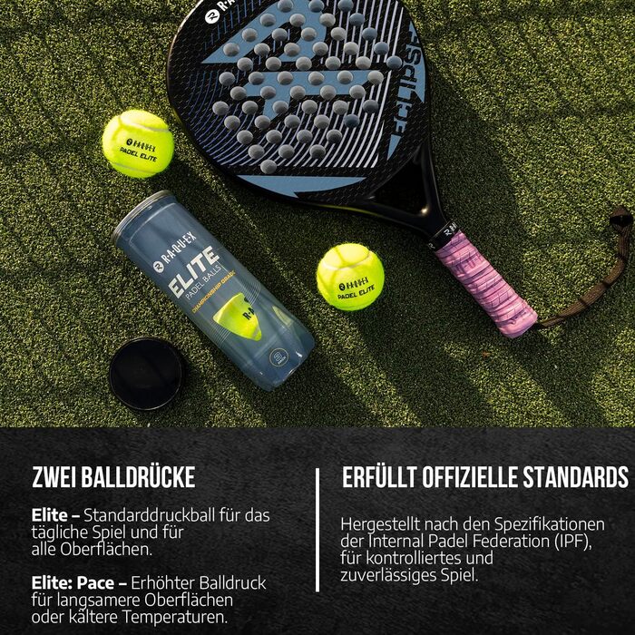 М'ячі для падел-тенісу Raquex Elite – Доза 6 шт. – 2 швидкості – Elite Pace Padel Pro для швидкої гри