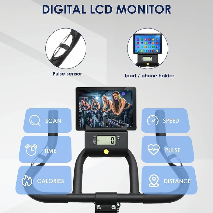 Велотренажер Heimtrainer для дому, до 150 кг, 10 кг маховик, LCD-дисплей, тримач для iPad та пляшки, фітнес велосипед для кардіо-тренувань
