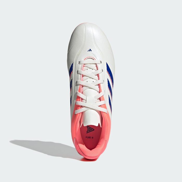 Дитячі футбольні бутси adidas Copa Pure III Club для гри на твердих та універсальних майданчиках (36 2/3 EU, білий, синій, корал)
