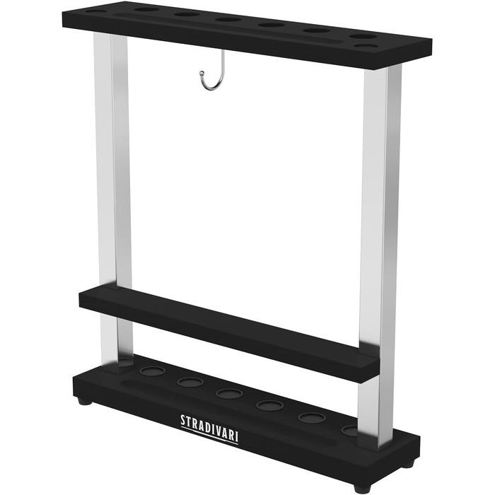 Підставка для хвістків Stradivari Francesca | На 6 хвістків | Для різних довжин | З відсіком для кульок та щіток | Чорна, стійка, не потребує кріплення до стіни