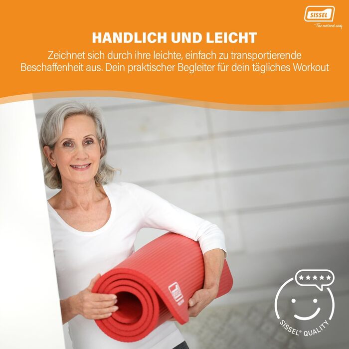 Килимок для фітнесу та йоги SISSEL® 1,5 см | Шкіряний, неслизький | З оптимальною амортизацією | Легко згортається | Розмір: 180x60 см (блакитний)