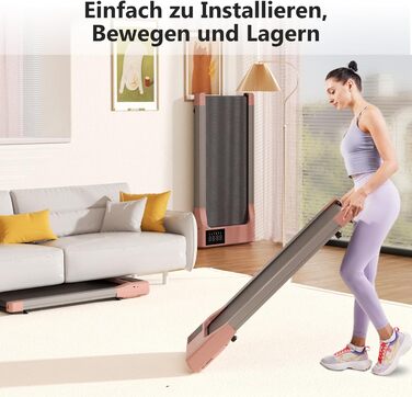 Lacuffy Walking Pad 2.5: Біговий доріжки для дому з керуванням через додаток, 80см, рожевий. Макс. вага 136/159 кг. З експертськими курсами та мульти-режимом.