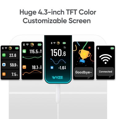 Розумні ваги Smart Scale Ultra з кольоровим дисплеєм 10.9 см, Bluetooth, Wi-Fi, BMI, вимірювання м'язової маси, пульсометр, режим для дітей/тварин/багажу