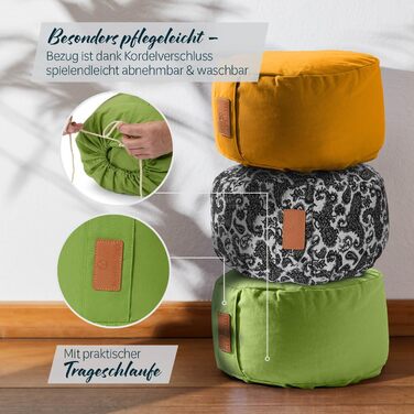 Йога-боулстер Rundes 30см x 15см | Знімний чохол | Наповнювач: органічна гречка (KBA) | Для Інь-йоги та медитації