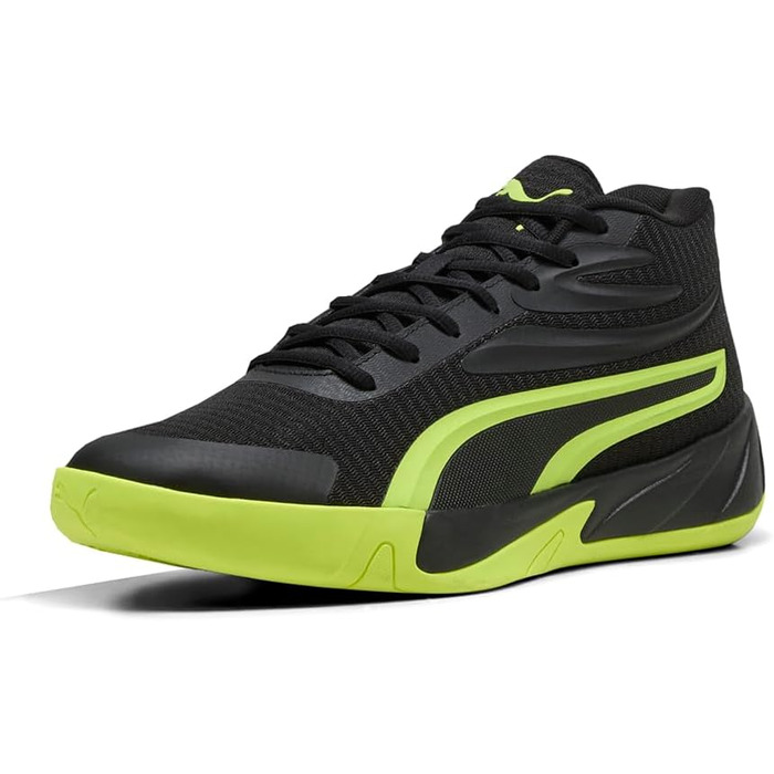 Кросівки баскетбольні PUMA Court Pro для чоловіків, біло-чорні (39 EU, Puma Schwarz Electric Lime)