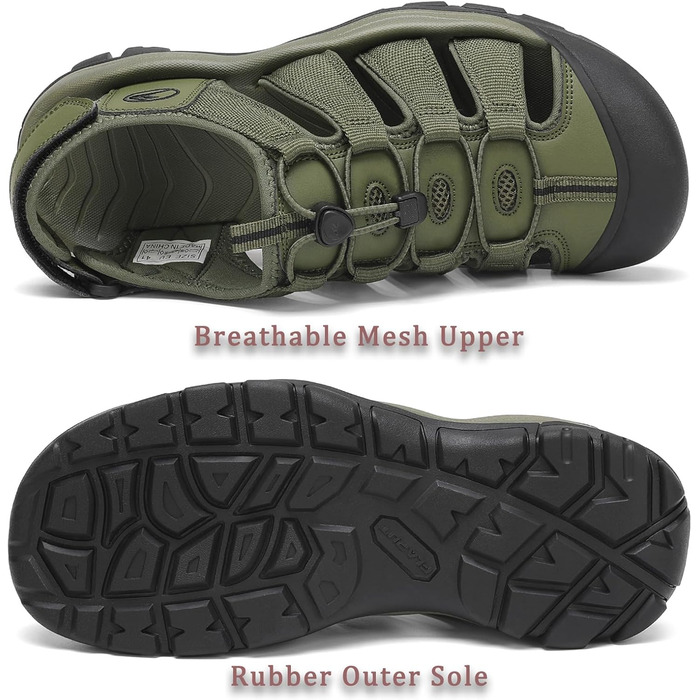 Чоловічі сандалі FLARUT літні трекінгові спортивні закритим носком, зелені 43 EU