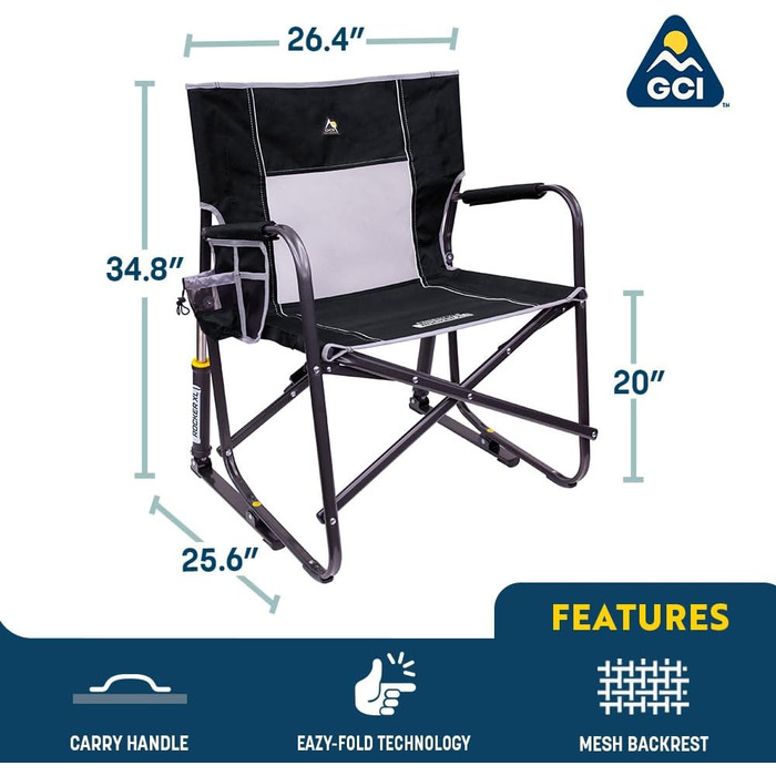 GCI Outdoor Rocker XL: розкладний крісло-гойдалка для відпочинку на природі та кемпінгу