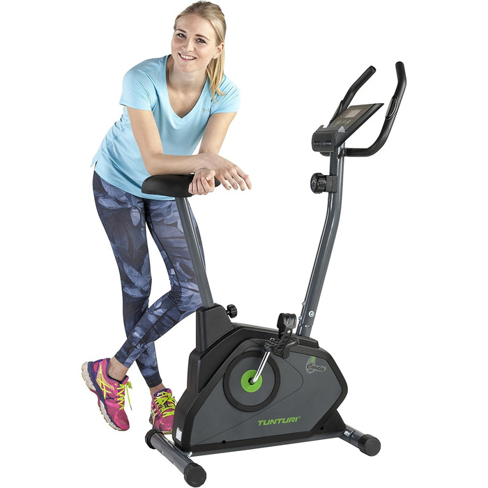 Велотренажер Tunturi Cardio Fit з ручним керуванням, пульсометром, тримачем для планшета та LCD-дисплеєм – для домашніх тренувань, реабілітації й початківців
