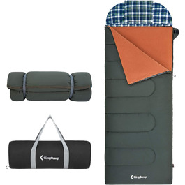 Сплячий мішок KingCamp для дорослих 3 в 1 з знімною ковдрою, зимовий, XXL, бавовна фланель, легкий, портативний, теплий (оливковий, наповнювач 500г/м²)