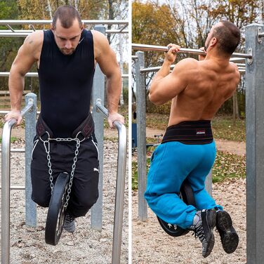 Пояс для підтягувань і силових вправ Raigeki Fitness з металевим ланцюгом 106 см, для бодібілдингу, кросфіту, турніка, чоловіків і жінок (+ тренувальні плани)