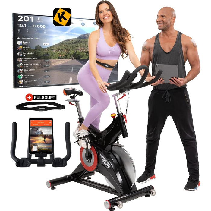 Велотренажер Miweba Sports Profi MS500 для дому, 25 кг маховик, навантаження до 150 кг, пульсомір, плавне регулювання опору, спінбайк, ергометр