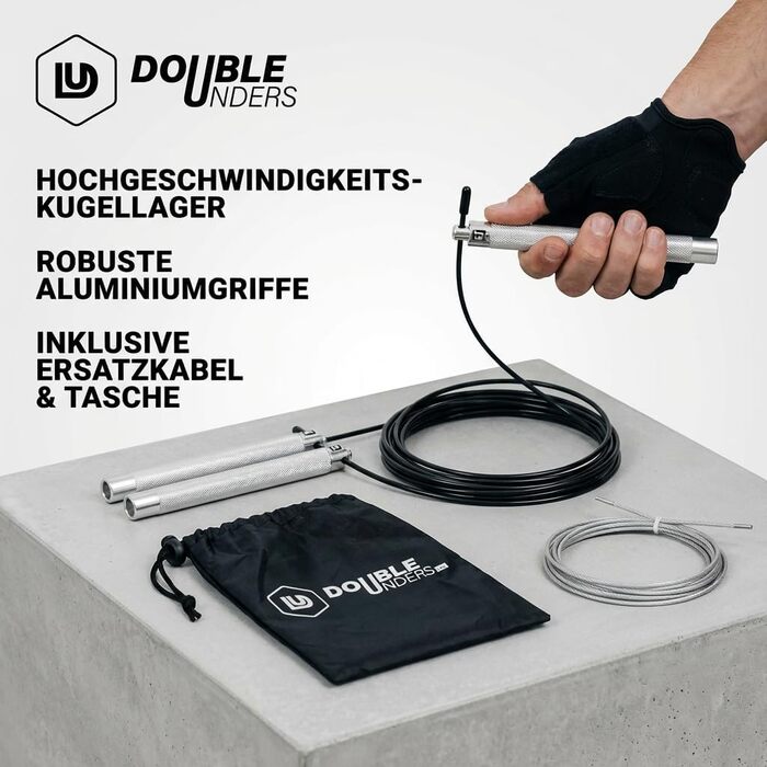 Стрибкове канат Springseil Speed Rope: регульований, для CrossFit, боксу, фітнесу, металеві ручки (срібний)