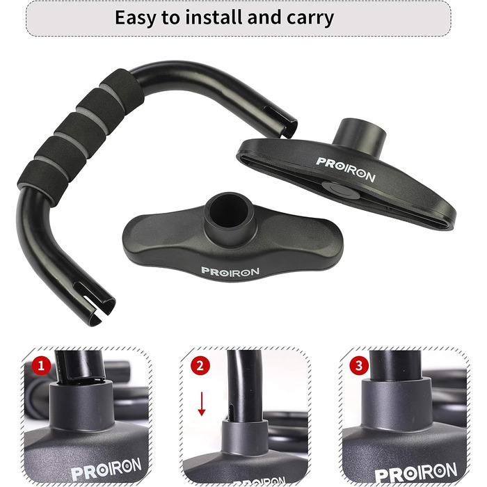 PROIRON Віджимальні ручки для віджимань Push Up Bars - 1 пара, сталева стержня, пінопластові ручки, кутова стійка, захист зап'ясть, тренування грудей, фітнес, бодібілдинг