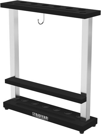 Підставка для хвістків Stradivari Francesca | На 6 хвістків | Для різних довжин | З відсіком для кульок та щіток | Чорна, стійка, не потребує кріплення до стіни