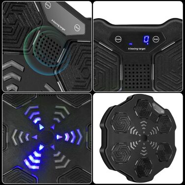 Інтелектуальна боксерська машина з музикою, тренажер для боксу на стіну, обладнання для боксу для дорослих та дітей, чорний