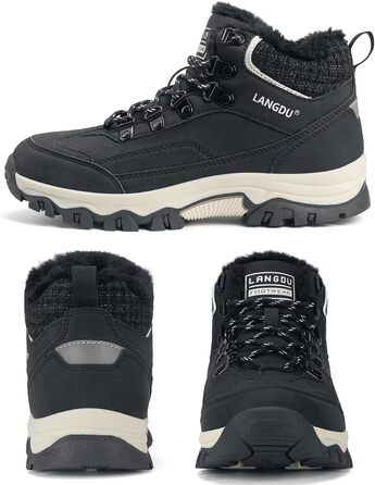 Зимові черевики жіночі, снігоступи, антиковзаючі, зимові черевики 37-42 EU (41 EU, Чорний)