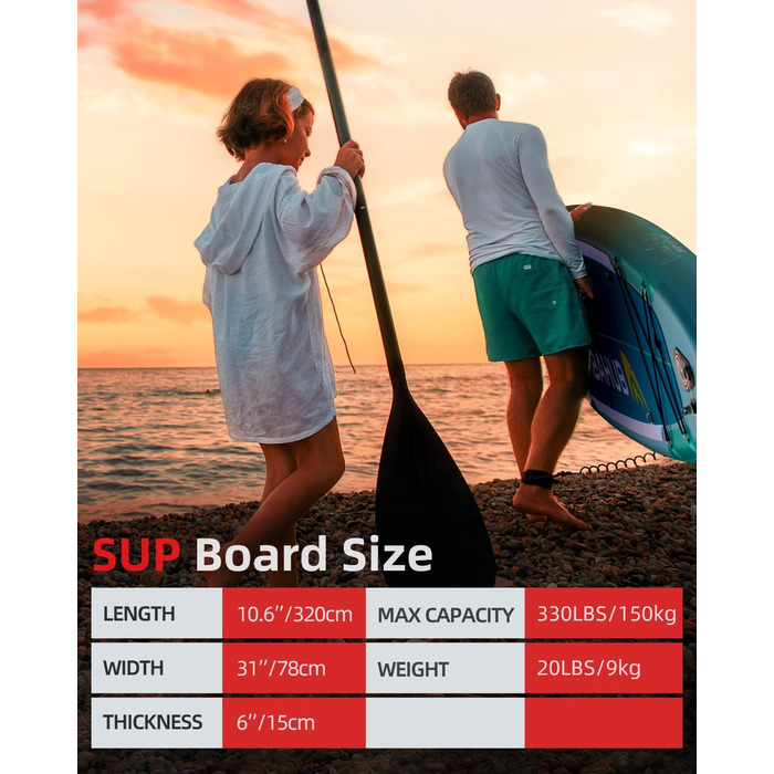 Надувний SUP Борд Abahub 320x78x15см: Комплект для Станд Ап Паддлінг, Каякінг, Риболовля. З регульованим веслом та сидінням.