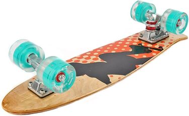 Скейтборд FunTomia Mini-Board Cruiser 57 см з 7-шарового канадського клена, підшипники Mach1 ABEC-9, помаранчевий, з LED колесами Petrol