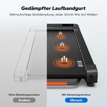 MERACH Walking Pad - біговий килимок для дому з регулюванням нахилу 12%, вантажопідйомність до 180 кг, тихий двигун 3.5PS, стіл для бігу, дистанційне керування, колір чорний