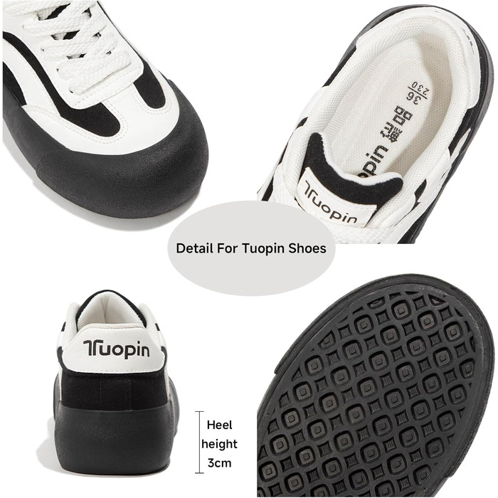 Жіночі кросівки Tuopin Mode: класична гумова підошва, стильні, неслизькі, повсякденні. Чорно-білі (39.5 EU)