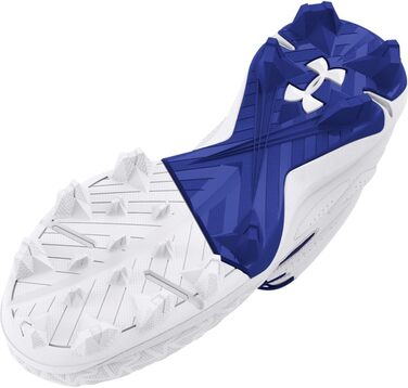 Кросівки-шипові Under Armour Leadoff Mid Rm Jr 3.0 для бейсболу, чорно-білі, розмір 8 Child (400 Royal White Royal)