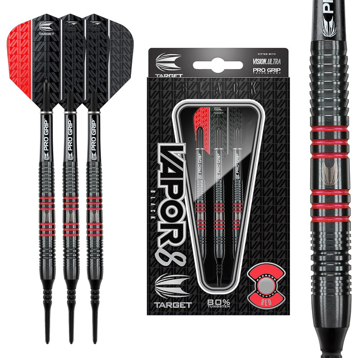 Дартс Target Darts Vapor 8 Soft, набір дротиків 19 г, червоні