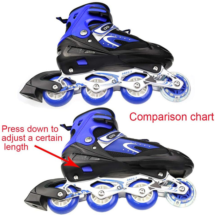 Дитячі ролики-кольоротки, регульовані, 3-в-1, для дівчаток та хлопчиків, розмір 31-38 (S, блакитний)