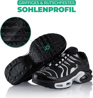 Спортивні кросівки для жінок та чоловіків, амортизація, легкі бігові кросівки (42 EU, чорний та білий)