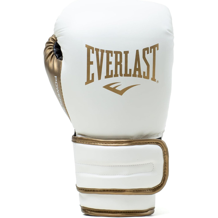 Боксерські рукавички Everlast Powerlock 2R для спарингу та тренування з мішком, з підтримкою зап'ястя, 4-шаровий шар, оригінальна екіпіровка Everlast (БІЛИЙ/ЗОЛОТО, 12OZ)
