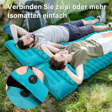 Надувний килимок для кемпінгу Isomatte 10 см, самонадувний, з насосом, для туризму та відпочинку на природі, односпальний, блакитний