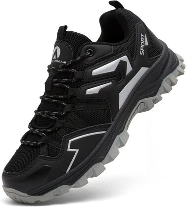 Чоловічі трекінгові черевики для хайкінгу та кемпінгу, легкі, чорно-срібні (39 EU)