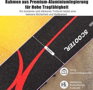 Дитячий ролер COSTWAY з LED-колесами, регульована висота, для дітей від 4 років, до 70 кг, ролер-каталка для хлопчиків та дівчаток (фіолетовий)